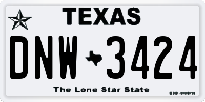 TX license plate DNW3424