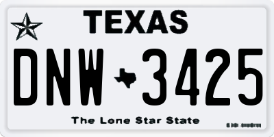 TX license plate DNW3425