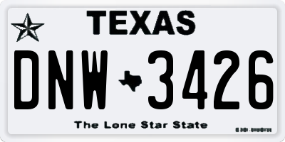 TX license plate DNW3426