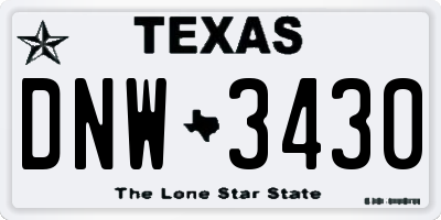 TX license plate DNW3430