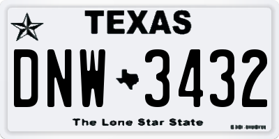 TX license plate DNW3432
