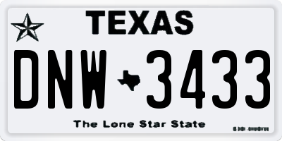 TX license plate DNW3433
