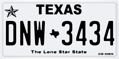 TX license plate DNW3434