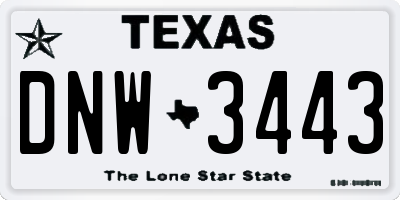 TX license plate DNW3443