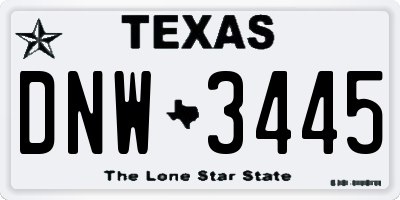 TX license plate DNW3445