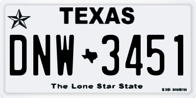 TX license plate DNW3451