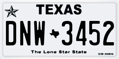 TX license plate DNW3452