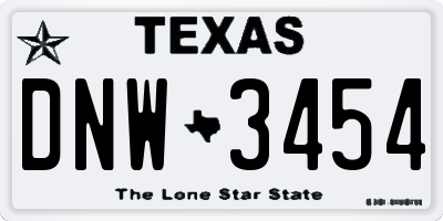 TX license plate DNW3454