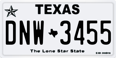 TX license plate DNW3455