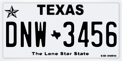 TX license plate DNW3456