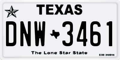 TX license plate DNW3461