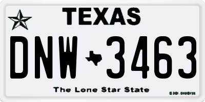 TX license plate DNW3463