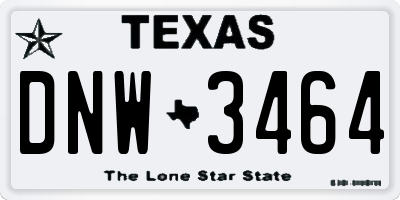 TX license plate DNW3464