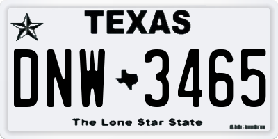 TX license plate DNW3465