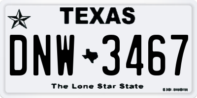 TX license plate DNW3467