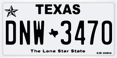 TX license plate DNW3470