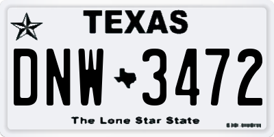 TX license plate DNW3472