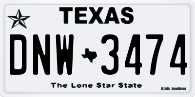 TX license plate DNW3474