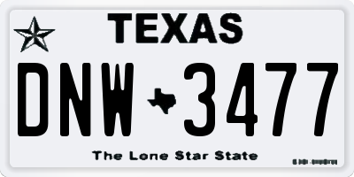 TX license plate DNW3477