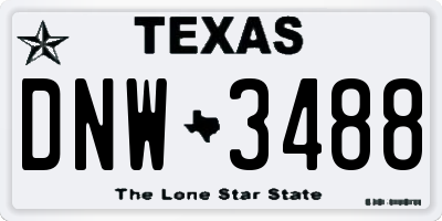 TX license plate DNW3488