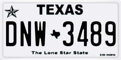 TX license plate DNW3489