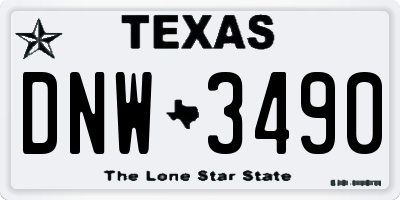 TX license plate DNW3490
