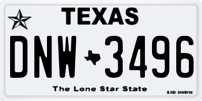 TX license plate DNW3496