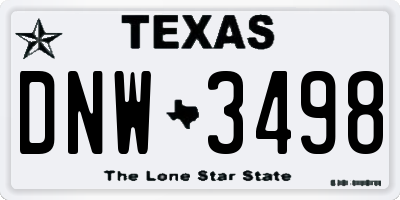 TX license plate DNW3498