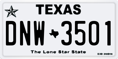TX license plate DNW3501