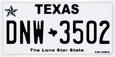 TX license plate DNW3502