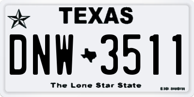 TX license plate DNW3511