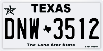 TX license plate DNW3512