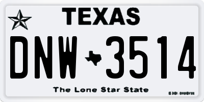 TX license plate DNW3514