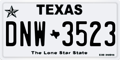 TX license plate DNW3523