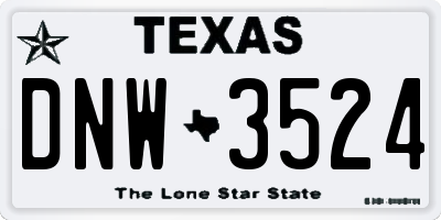 TX license plate DNW3524