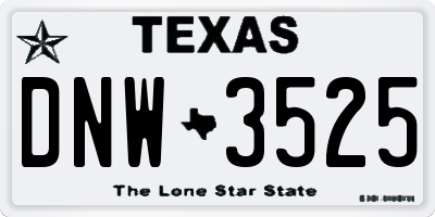TX license plate DNW3525