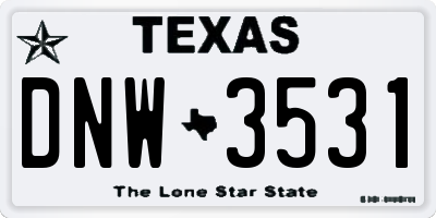 TX license plate DNW3531
