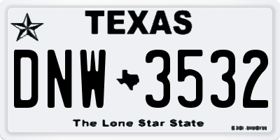 TX license plate DNW3532