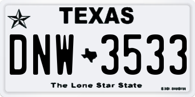 TX license plate DNW3533