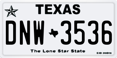 TX license plate DNW3536