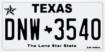 TX license plate DNW3540