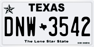 TX license plate DNW3542