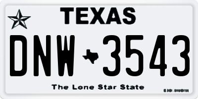 TX license plate DNW3543