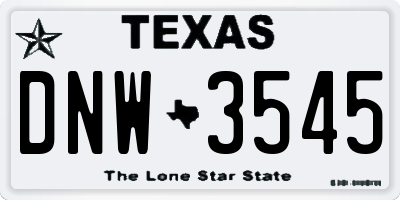 TX license plate DNW3545