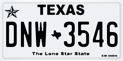 TX license plate DNW3546