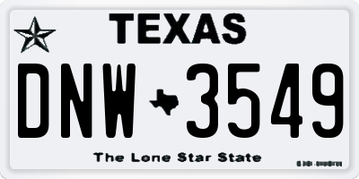 TX license plate DNW3549