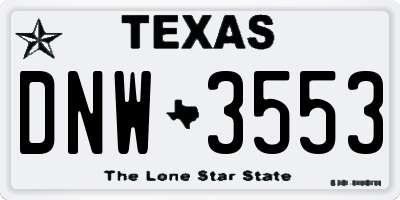 TX license plate DNW3553