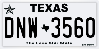 TX license plate DNW3560