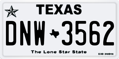 TX license plate DNW3562