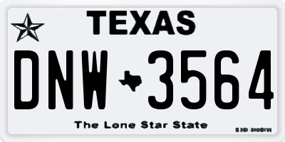 TX license plate DNW3564